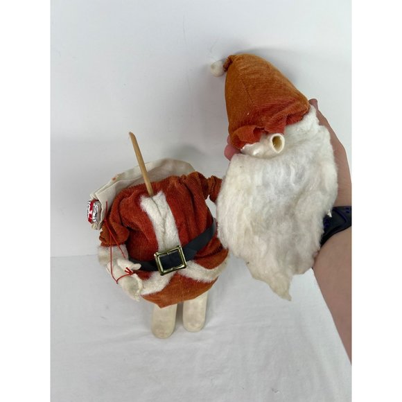 VTG Santa Claus Red Suit White Boots Japan 13” Tall Rubber Face Sawdust Belly - Picture 4 of 7